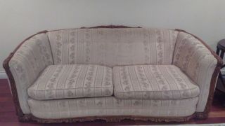 Vintage Wood - Carved,  3 - Piece Sofa Chair And Ottoman
