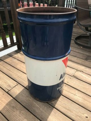 Vintage Valvoline Oil Drum Barrel Trash Can Man Gave Garage 2