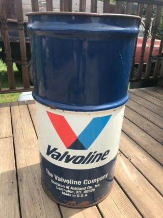 Vintage Valvoline Oil Drum Barrel Trash Can Man Gave Garage 3