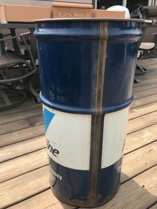 Vintage Valvoline Oil Drum Barrel Trash Can Man Gave Garage 4