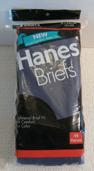 Vintage Hanes 100 Cotton,  Briefs Size Xl 3 Pack 1993 Made In U.  S.  A.