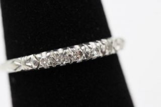 Vintage Estate Palladium 18k White Gold 5 Diamonds Wedding Band