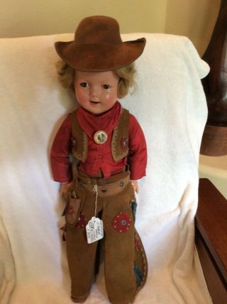 , Vintage 27 Inch Composition Shirley Temple Texas Ranger Doll