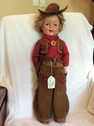 , Vintage 27 inch Composition Shirley Temple Texas Ranger Doll 3