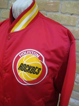 Gently Vintage Starter Satin Jacket: Nba Houston Rockets; Usa Made; Large