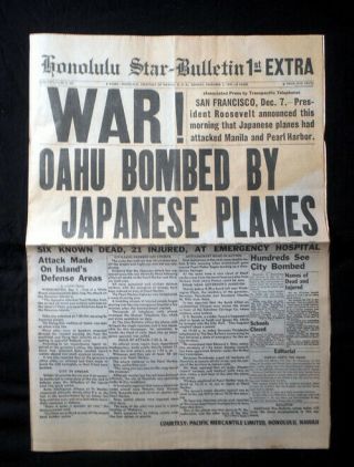 3 WW2 Newspapers: Pearl Harbor Attack; Doolittle; FDR ' s Death.  Great for Display 2