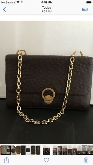 Authentic Vintage Hermes Paris Ostrich Sac O Ring Handbag Oxblood.  1960