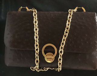 AUTHENTIC Vintage Hermes Paris Ostrich Sac O Ring Handbag Oxblood.  1960 2