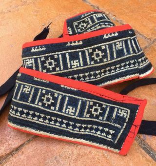 Vtg Antique Navajo / Hmong ? Handwoven Sash - C.  1900s - Whirling Logs Swastikas