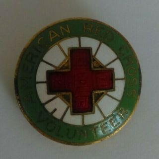 Ww2 Homefront American Red Cross Enamel Volunteer Badge W/pin
