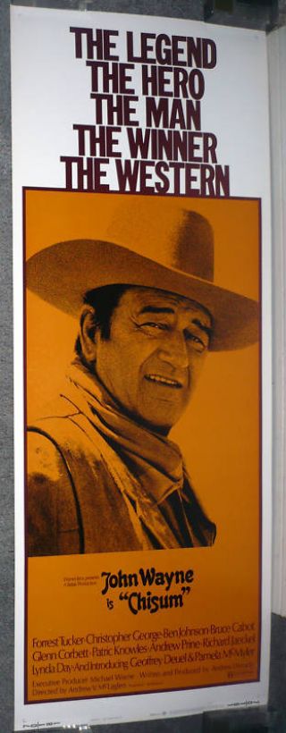 Chisum 1970 Rare Rolled Movie Poster John Wayne 14x36 Insert
