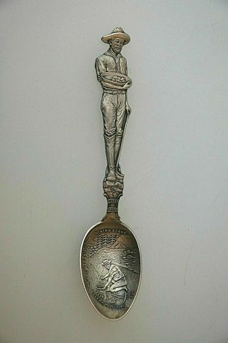 Antique Sterling Silver Miner Full Figural Helena Montana Souvenir Spoon No Mono