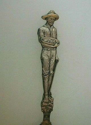 Antique Sterling Silver Miner Full Figural Helena Montana Souvenir Spoon No Mono 2