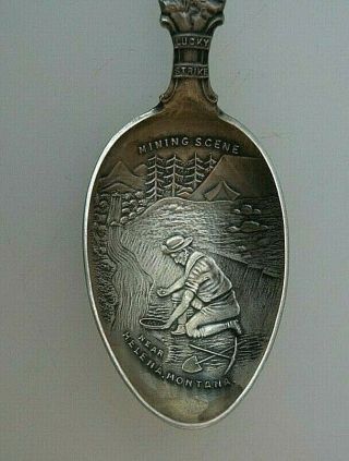 Antique Sterling Silver Miner Full Figural Helena Montana Souvenir Spoon No Mono 3