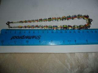 Vintage art deco jewellery rainbow multi coloured cane glass bead necklace Czech 4