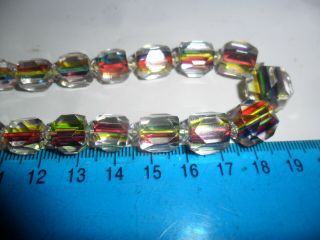 Vintage art deco jewellery rainbow multi coloured cane glass bead necklace Czech 6