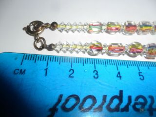 Vintage art deco jewellery rainbow multi coloured cane glass bead necklace Czech 7