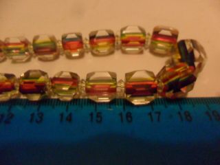 Vintage art deco jewellery rainbow multi coloured cane glass bead necklace Czech 8
