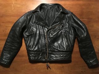 Vintage Langlitz Black Leather Motorcycle Jacket - V - Small Approx 38 Chest