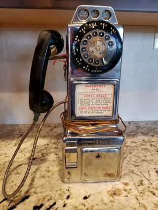Vintage Rotary Payphone Automatic Electric Company 3 Slot Coin Payphone