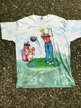 Vintage Grateful Dead Shirt Size Xl 90s Tour Golf Promo Steal Your Face Band Tee