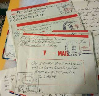 World war ii Letters/ 4 VMails/2 Greeting Cards/12 letters/P.  F.  C.  Strailman/43 - 44 3