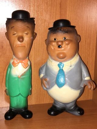 Vintage Stan Laurel Oliver Hardy Squeeze Hat Character Rubber Figurine Doll Toy