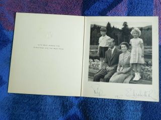 Queen Elizabeth Ii And Prince Philip Rare 1955 Christmas Card