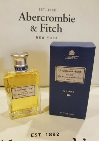 Vintage Abercrombie & Fitch Woods 3.  4oz Aftershave Authentic & Rare From 90 