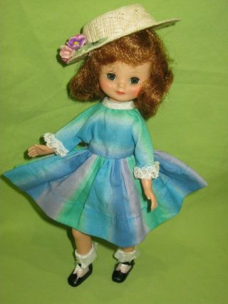Rare Vintage 1962 Betsy Mccall 8 " Doll 8155 Variegated Dress Outfit Hat & Shoes