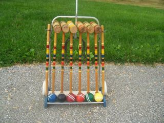 Vintage Croquet Set & Stand - 6 Player - Similar To Forster -