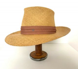 Vtg 40s/50s Wright " Air Flow " Straw Fedora 6 7/8 Panama Hat Wide Brim Whippet