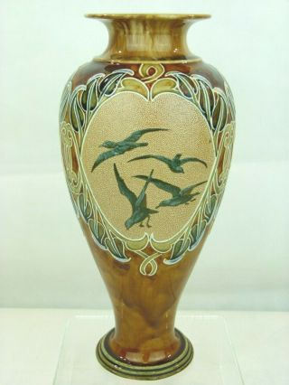 A Rare Doulton Lambeth " Seagull Flock " Vase By Florence Barlow And Francis Pope.