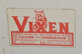 Vintage VIXEN Model 400 Spark Plug CLEANER & COMPARATOR by Earl Mfg. 2
