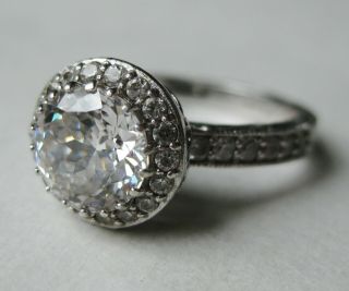 Tacori Iv Sterling Silver 3ct Cz Diamonique Bloom Engagement Ring Size 8