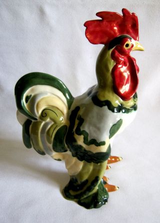 Vtg Kay Finch California Pottery Hand Painted 10.  5 " Chanticleer Rooster Figurine