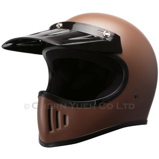 DOT Approve Motocross Off - Road Dirt Bike Helmet Adult Full Face Brown With Visor 3