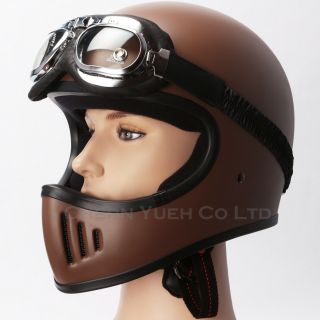 DOT Approve Motocross Off - Road Dirt Bike Helmet Adult Full Face Brown With Visor 6