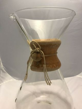 Vintage Chemex Pour Over Coffee Maker Pat.  2411340 Pyrex with Wood Collar 3
