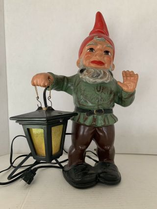 Heissner Vintage German Plastic/rubber Gnome Lamp (height: 16”)