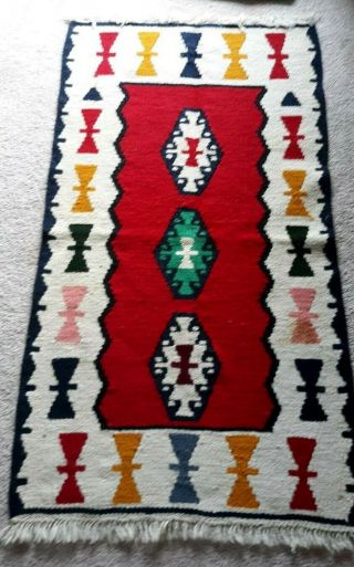 Vintage Wool Navago Rug Native American Indian 31  X 21  Inch