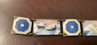 VINTAGE SIGNED DAVID ANDERSEN ENAMEL & STERLING PANEL SCENES BRACELET 5