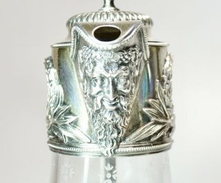 Vintage Bacchus Silver Plate Etched Crystal Wine Claret Water Pitcher 10 " High