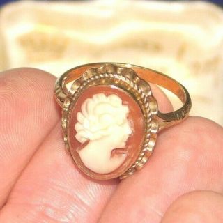 ANTIQUE,  VINTAGE 9CT 9K 375 GOLD FULLY HALLMARKED LARGE CARVED SHELL CAMEO RING 3