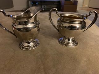 Antique Rare Wild Rose International Sterling Silver Sugar Bowl And Creamer Set 5