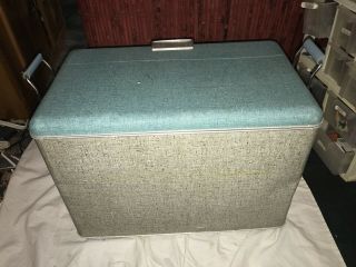 VINTAGE RETRO JC HIGGINS METAL COOLER CAMPING ICE CHEST BOX 23X14X16 TURQUOISE 4