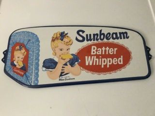 Vintage Near Little Miss Sunbeam Bread Push Pull Handle Bar Sign 1940 