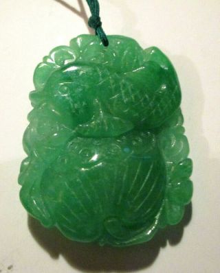 Antique / Vintage Chinese Carved Imperial Green Jade Fish Amulet / Pendent