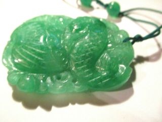 ANTIQUE / VINTAGE CHINESE CARVED IMPERIAL GREEN JADE FISH AMULET / PENDENT 2