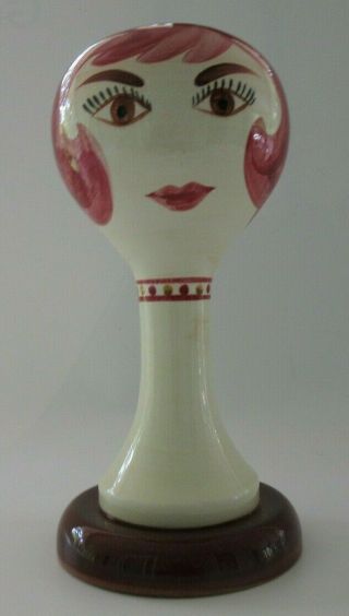 Rare Stangl Pottery Red Head Female Wig And Hat Stand On Round Ceramic Base 5168